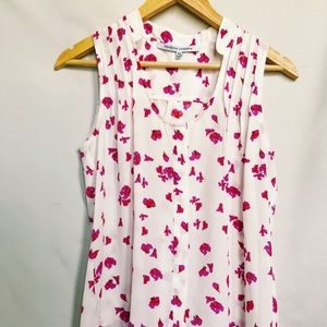 Pink Floral Pleated Blouse
